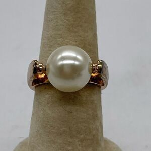 Faux Pearl With Gold Tone Ring